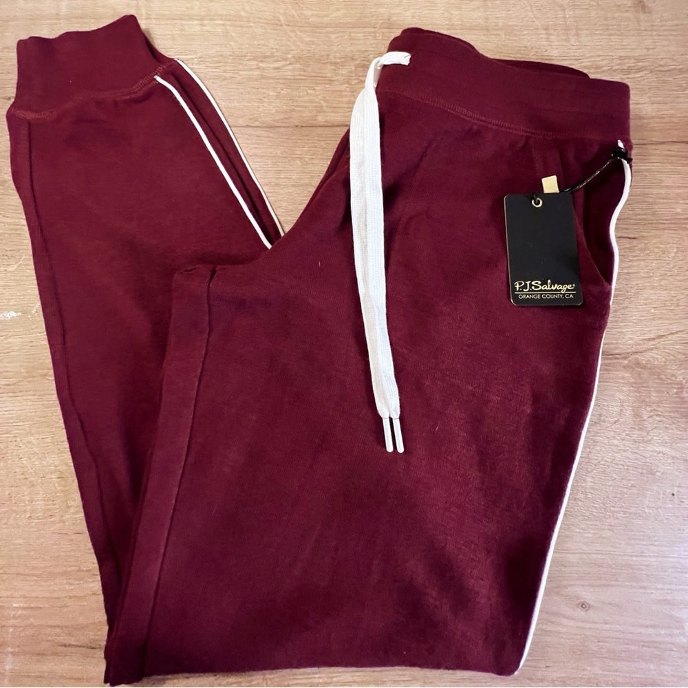 PJ Salvage Women’s Maroon Sundae Best Joggers with White Drawstring